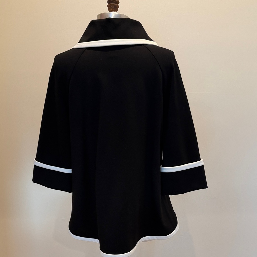 Joseph Ribkoff Black Swing Jacket with White Trim - Picture 3 of 5